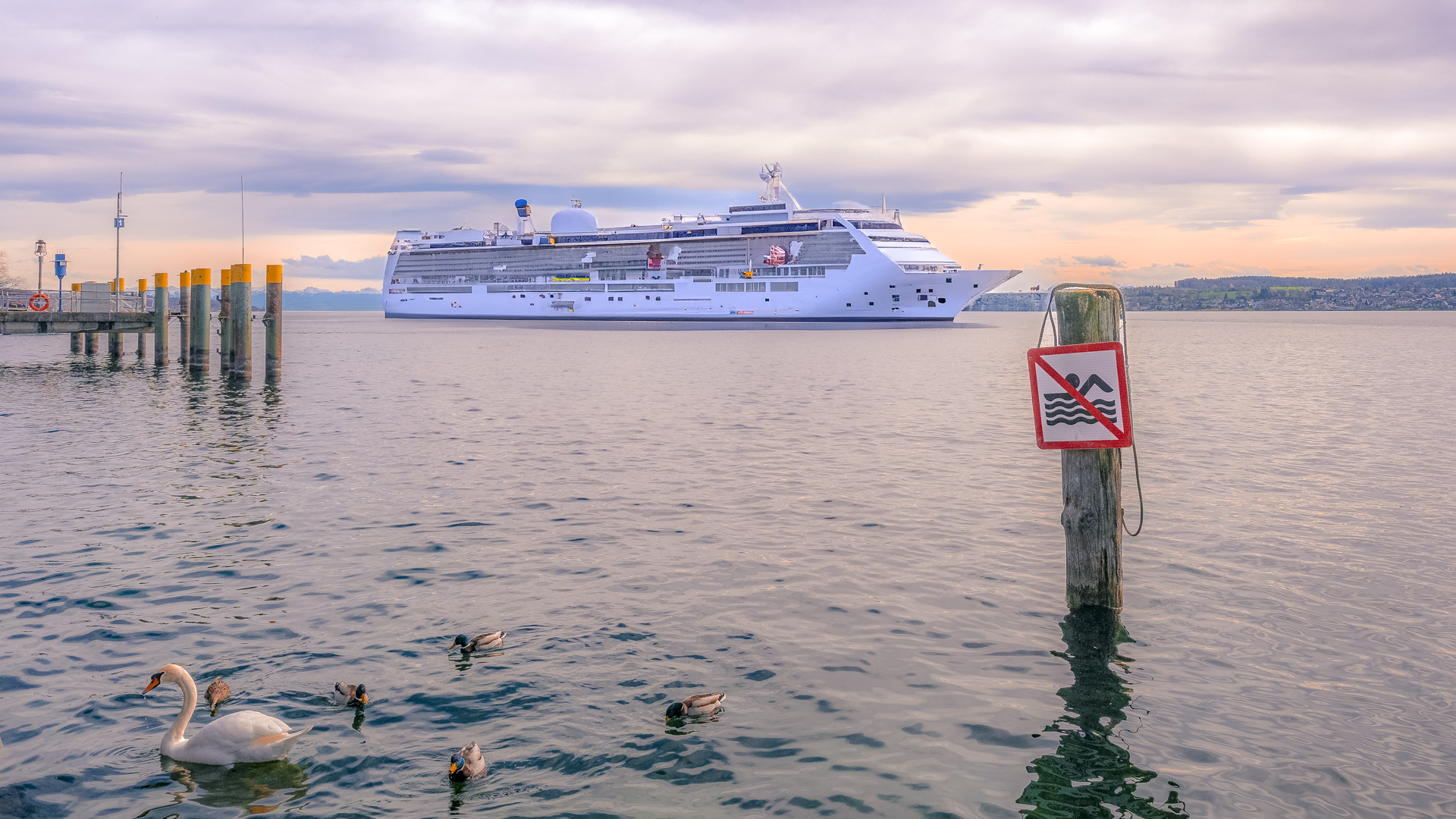 Fakefoto eines Kreuzfahrtschiffes auf dem Bodensee
